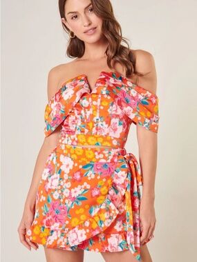 Sugarlips Waverly Floral Maude Off the Shoulder Bustier Top Size Large (NWT)